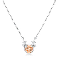 Rhodium Reversible Champagne Crystal Reindeer Pendant