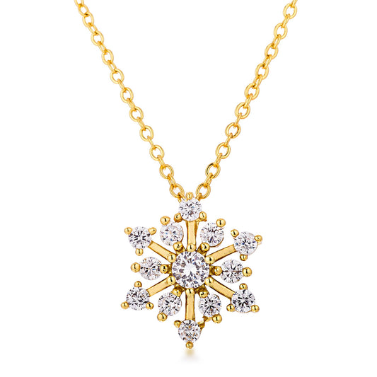 Gold Plated CZ Snowflake Necklace