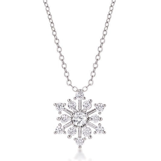 Contemporary Cubic Zirconia Snowflake Necklace