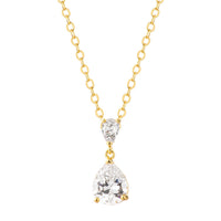 Double Pear Crystal Drop Pendant Necklace