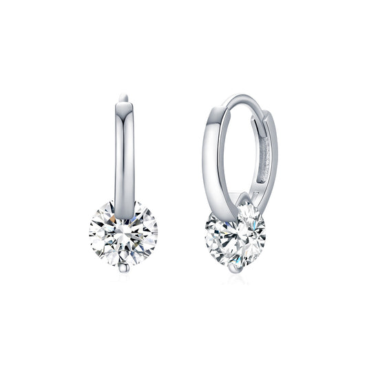 Moissanite Sterling Silver Elegant Hoop Earrings