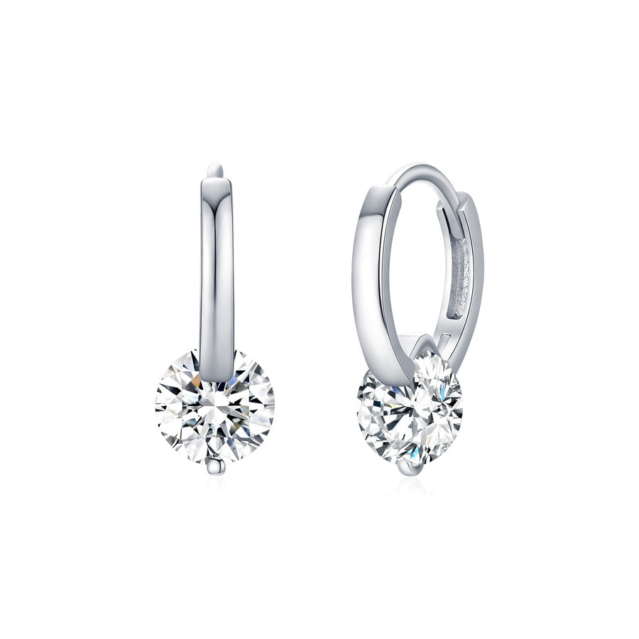 Moissanite Sterling Silver Elegant Hoop Earrings
