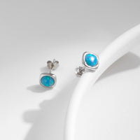 Opal Square Stud Earrings in Sterling Silver