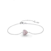 Sterling Silver Heart-Shaped Cubic Zirconia Bracelet