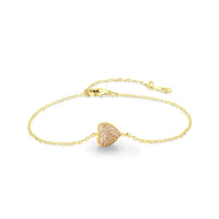 Sterling Silver Heart-Shaped Cubic Zirconia Bracelet
