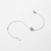 Sterling Silver Heart-Shaped Cubic Zirconia Bracelet