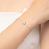 Sterling Silver Heart-Shaped Cubic Zirconia Bracelet