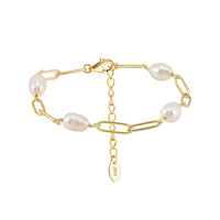 Sterling Silver Baroque Pearl Link Chain Bracelet