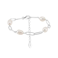 Sterling Silver Baroque Pearl Link Chain Bracelet