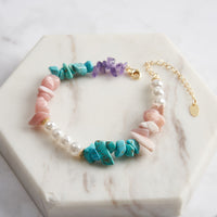 Colorful Shell Pearl and Gemstone Bracelet