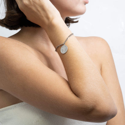 18K Gold PVD Stone Cross Circle Charm