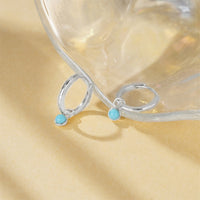 Gold Plated Sterling Silver Created Turquoise Hoop Earrings