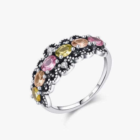 Sterling Silver Oval Cut Band Ring