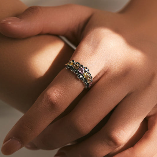 Sterling Silver Oval Cut Band Ring