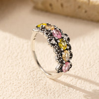 Sterling Silver Oval Cut Band Ring