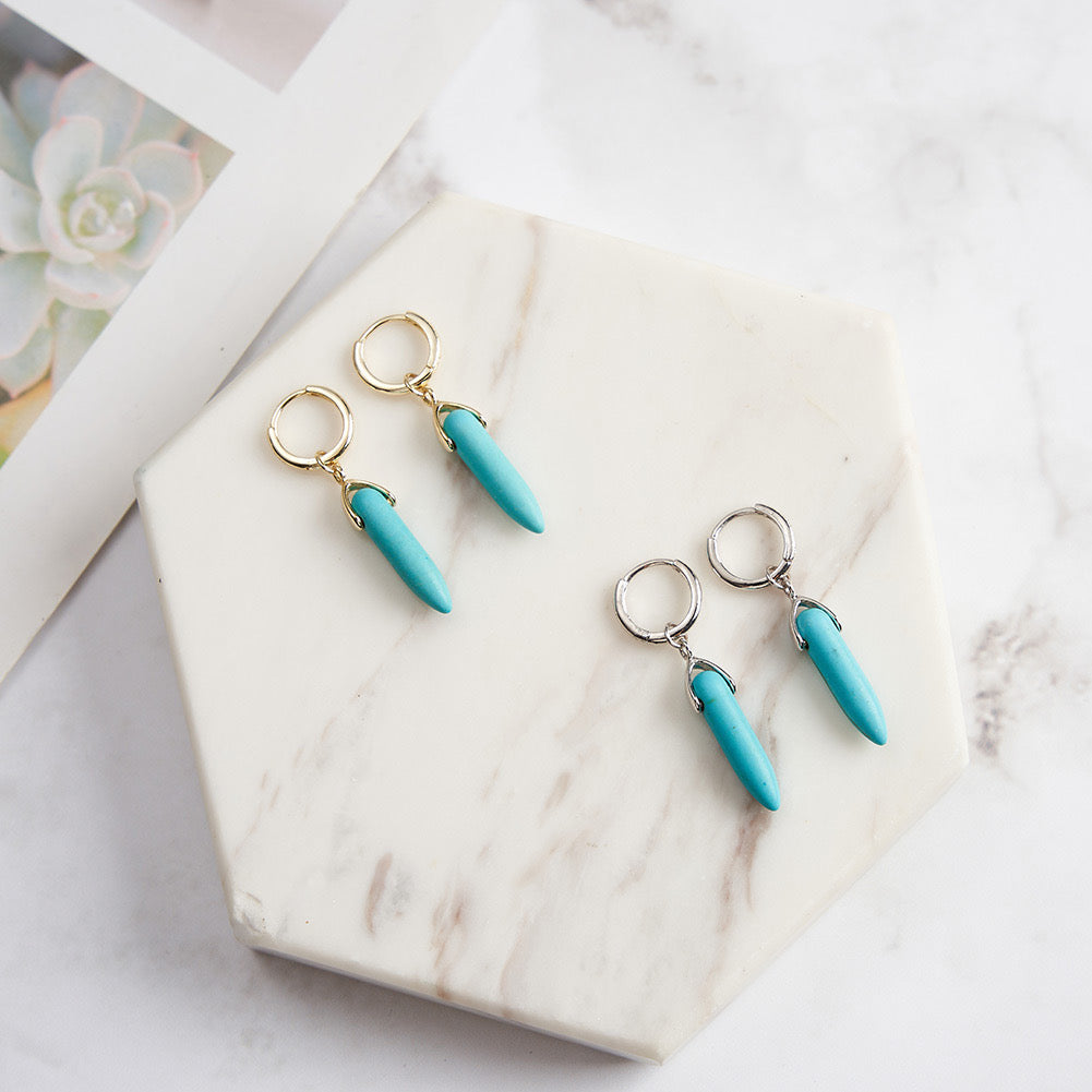 Sterling Silver Natural Turquoise Dangle Earrings