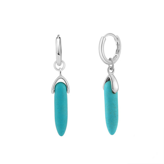 Sterling Silver Natural Turquoise Dangle Earrings