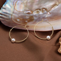 Gold Plated Sterling Silver Natural Pearl Hoop Earrings