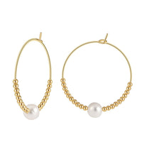 Gold Plated Sterling Silver Natural Pearl Hoop Earrings