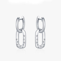 Sterling Silver Cubic Zirconia Link Drop Earrings