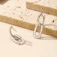 Sterling Silver Cubic Zirconia Link Drop Earrings