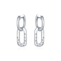 Sterling Silver Cubic Zirconia Link Drop Earrings