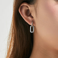 Sterling Silver Cubic Zirconia Link Drop Earrings