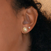 Sterling Silver Freshwater Pearl Button Stud Earrings