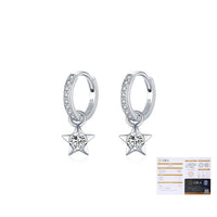 Moissanite Star Drop Hoop Earrings in Sterling Silver