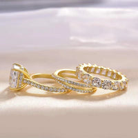 Sterling Silver Cushion Cut Engagement and Wedding Band Ring Set