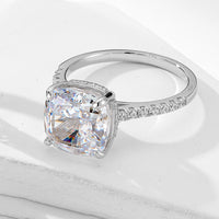 Sterling Silver Cushion Cut Engagement and Wedding Band Ring Set
