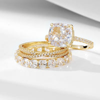 Sterling Silver Cushion Cut Engagement and Wedding Band Ring Set