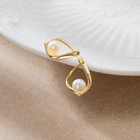 Gold Plated Sterling Silver 6mm Natural Pearl Hoop Earrings