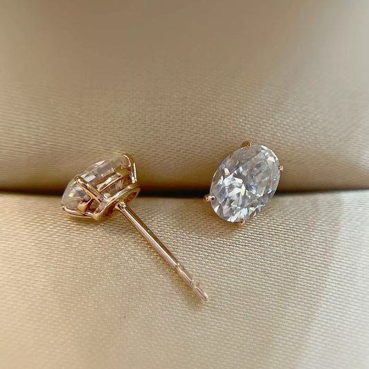 Sterling Silver Cubic Zirconia Oval Earrings