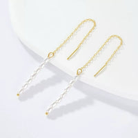 Sterling Silver Shell Pearl Link Earrings