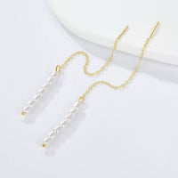 Sterling Silver Shell Pearl Link Earrings