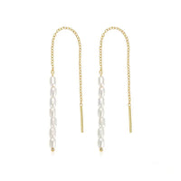 Sterling Silver Shell Pearl Link Earrings