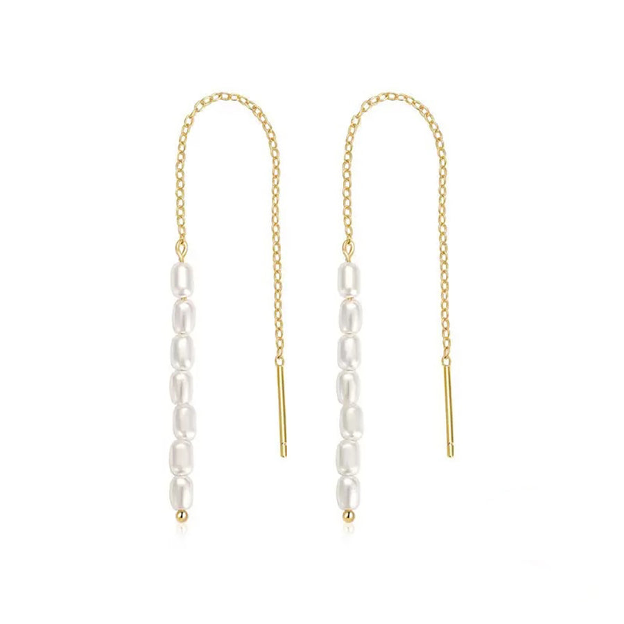 Sterling Silver Shell Pearl Link Earrings