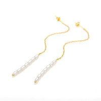 Sterling Silver Shell Pearl Link Earrings