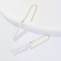 Sterling Silver Shell Pearl Link Earrings