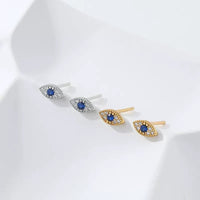 Sterling Silver Evil Eye Blue Stud Earrings