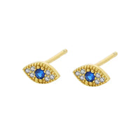Sterling Silver Evil Eye Blue Stud Earrings
