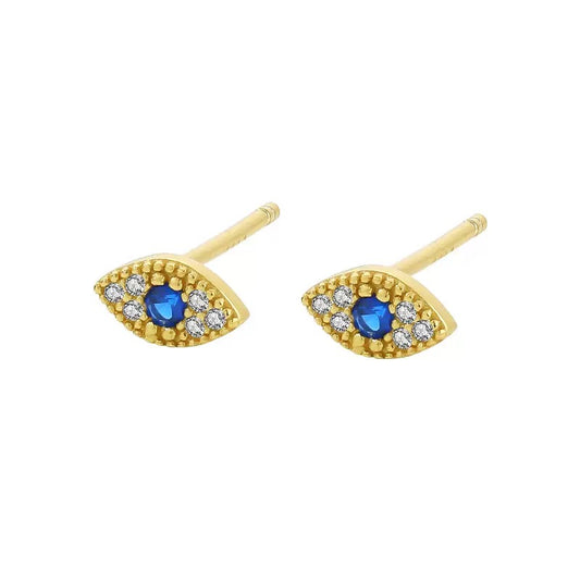 Sterling Silver Evil Eye Blue Stud Earrings