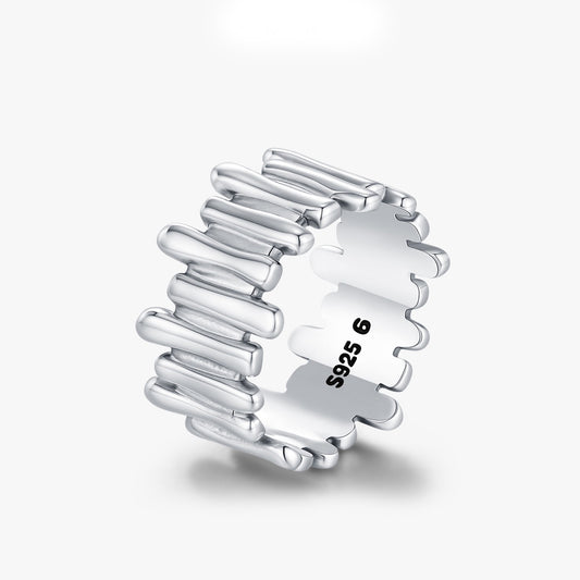 S925 Sterling Silver Stacked Link Ring