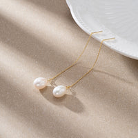Freshwater Pearl Threader Earrings in Sterling Silver
