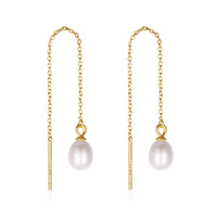 Freshwater Pearl Threader Earrings in Sterling Silver