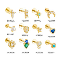 Sterling Silver Opal Screw Back Earrings