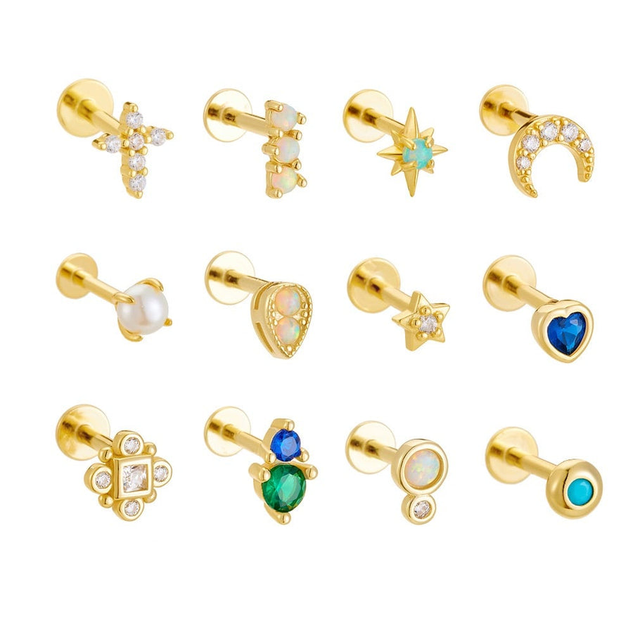 Sterling Silver Opal Screw Back Earrings