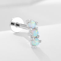 Sterling Silver Opal Screw Back Earrings
