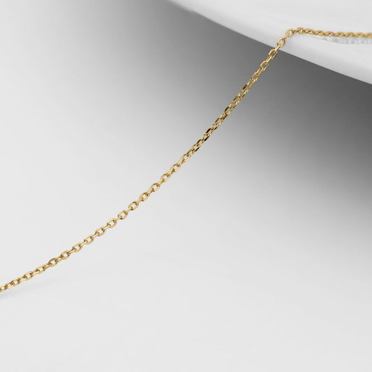 0.9mm Diamond Cut Cable Chain, 14K Solid Gold